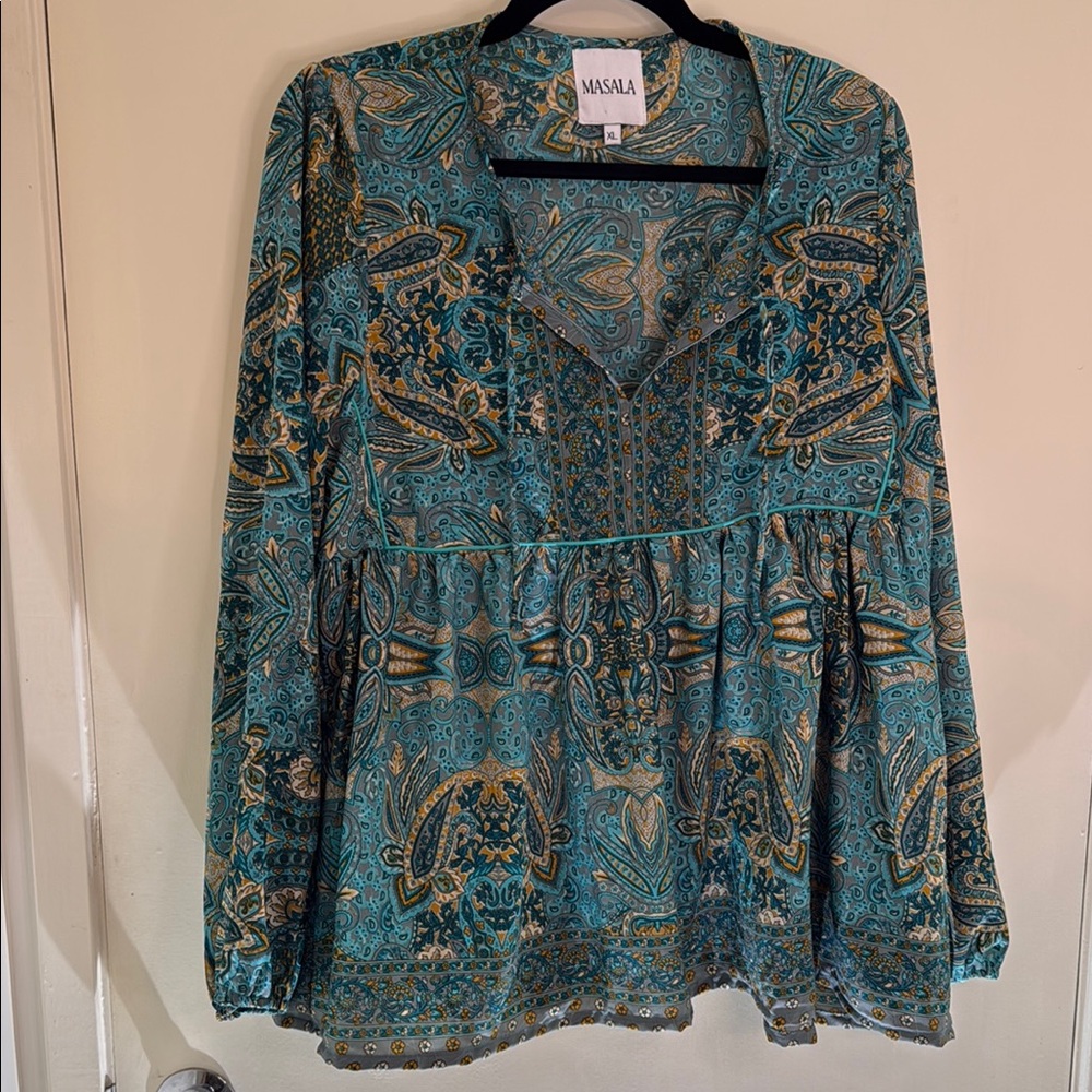 Teal Paisley Women's Top